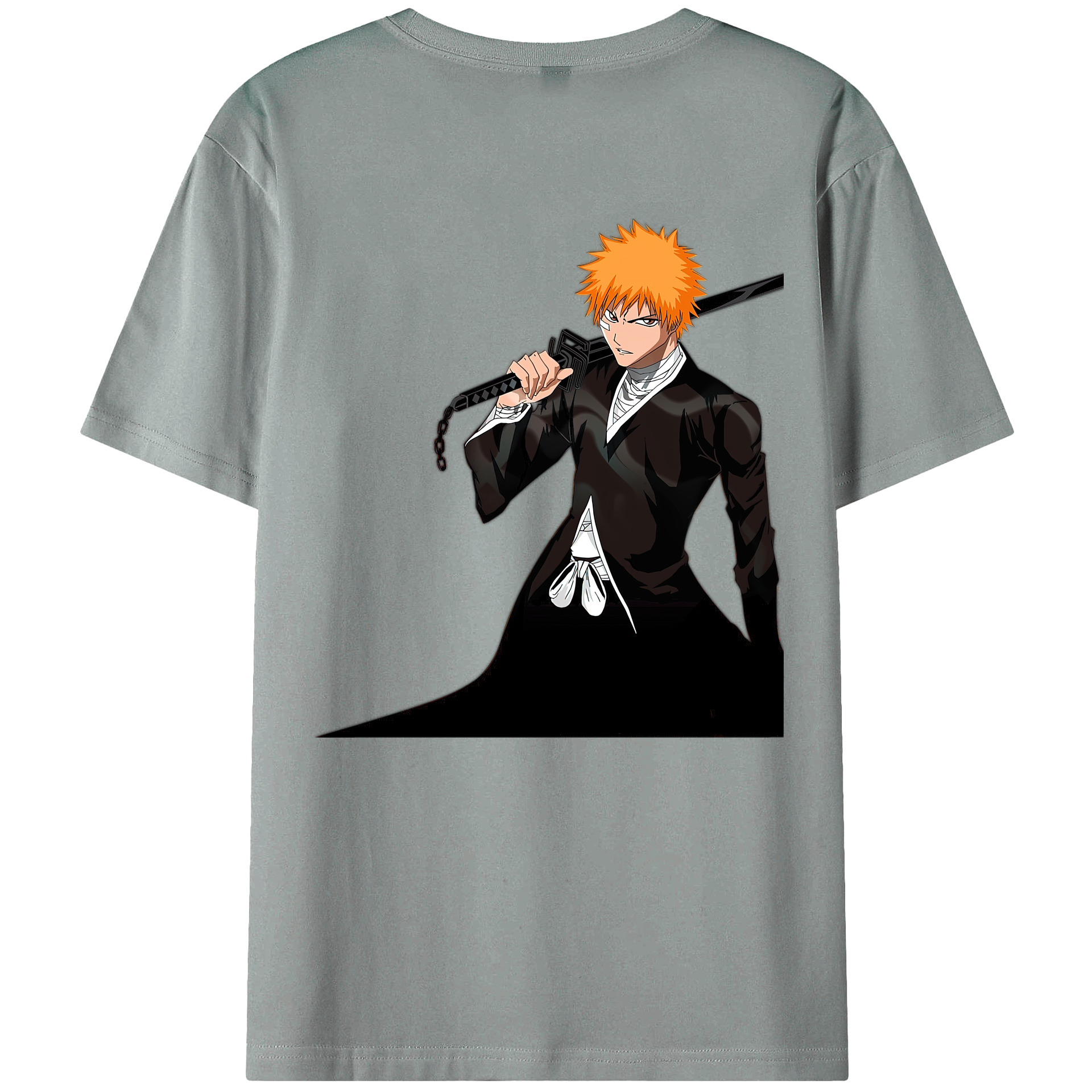 （画像用） ブリーチ 黒崎一護（くろさき いちご）BLEACH Kurosaki Ichigo 綿100％ メンズ半袖Tシャツ（バックプリント） 通気性